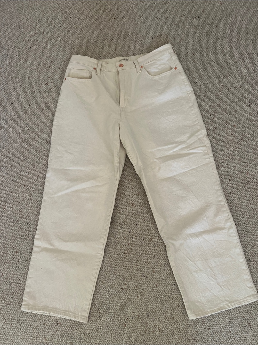 Universal Thread Cream High Rise Vintage Straight Jeans Size 14